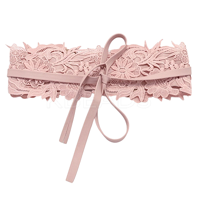 Imitation Leather Flower Lace Wide Chain Belts AJEW-WH20077-032C-1