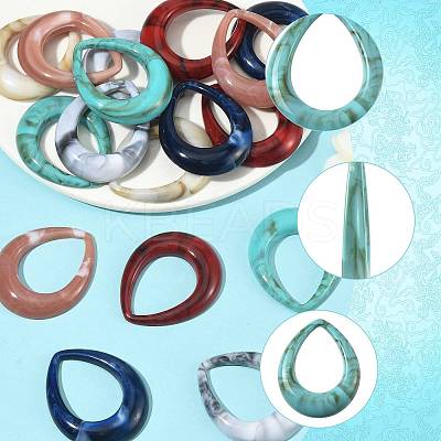 24Pcs 6 Colors Acrylic Big Pendants OACR-FS0002-65-1