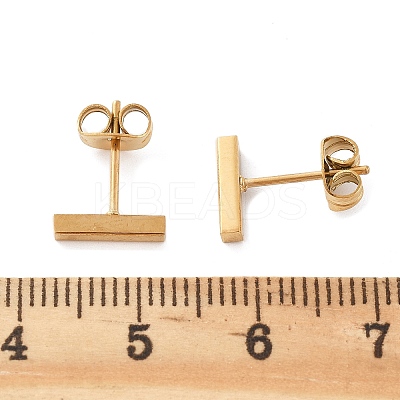 Cuboid Ion Plating(IP) 304 Stainless Steel Stud Crawler Earrings LS-EJEW-O052-45G-1