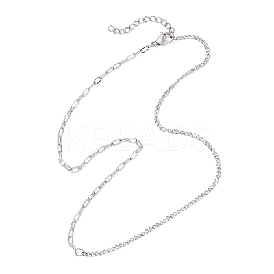 304 Stainless Steel Twisted Chain Paperclip Chain Necklaces NJEW-JN05781-01-1