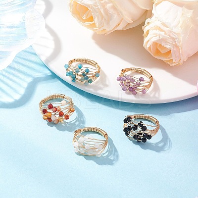 Natural Gemstone Finger Rings RJEW-TA00221-1
