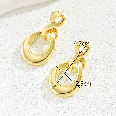 Fashionable Vintage Geometric Symbol Irregular Teardrop Brass Dangle Stud Earrings IJ5546-1