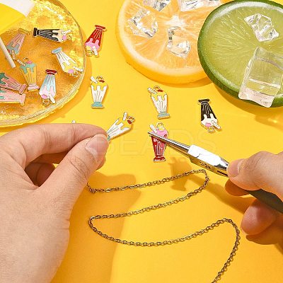 40Pcs 8 Styles Alloy Enamel Pendants ENAM-CJ0003-15-1