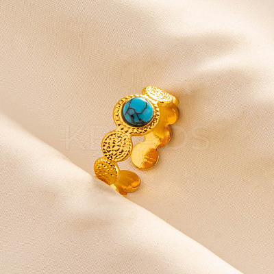 Round Synthetic Turquoise Finger Rings SA1153-6-1
