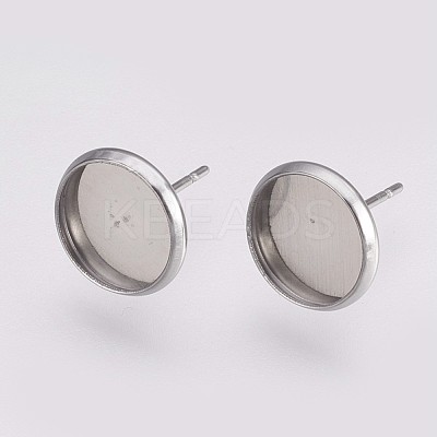 Non-Tarnish 202 Stainless Steel Stud Earring Settings X-STAS-I088-E-03P-1