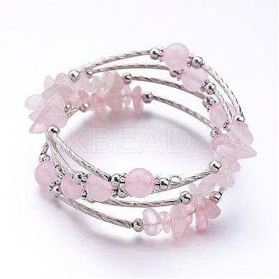 Four Loops Wrap Gemstone Beads Bracelets BJEW-JB02590-1