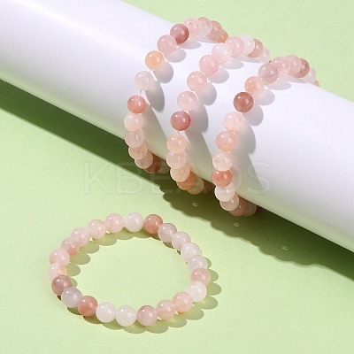8MM Natural Xinjiang Golden Silk Jade Round Beaded Stretch Bracelets for Women BJEW-G756-01A-1