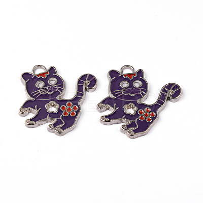 Alloy Enamel Kitten Pendants ENAM-P033-3-1