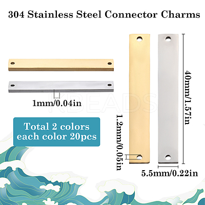 40Pcs 2 Colors Ion Plating(IP) 304 Stainless Steel Connector Charms STAS-SC0009-01-1