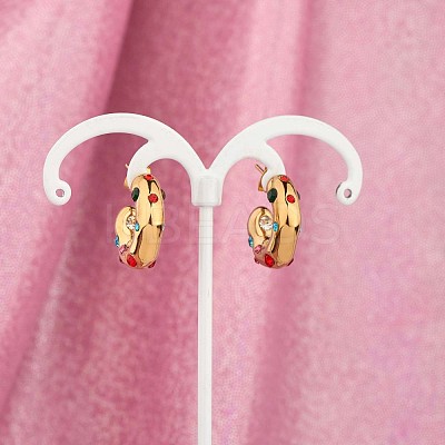 Cubic Zirconia C-shape Stud Earrings JE944B-1