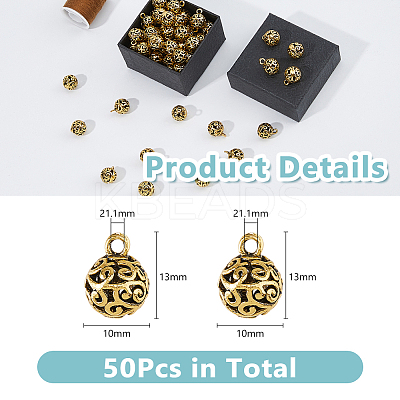 50Pcs Hollow Tibetan Style Alloy Pendants FIND-DC0005-70-1