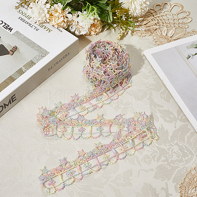5 Yards Flower Polyester Lace Ribbon OCOR-GF0004-95F-1