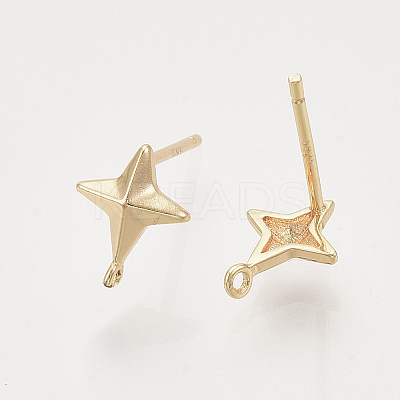 Brass Stud Earring Findings X-KK-T048-015G-NF-1