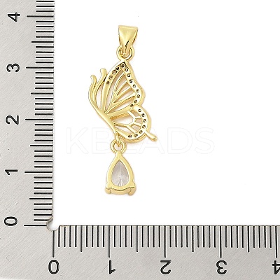 Butterfly Rack Plating Brass Micro Pave Cubic Zirconia Pendants KK-Z074-74G-1