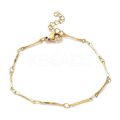 Ion Plating(IP) 304 Stainless Steel Bar Link Chain Bracelets BJEW-K226-07G-1