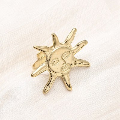 304 Stainless Steel Cuff Rings for Women RJEW-B136-03G-1