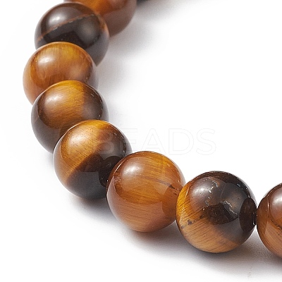 Natural Tiger Eye & Synthetic Turquoise(Dyed) Cross Beaded Bracelet BJEW-TA00179-01-1