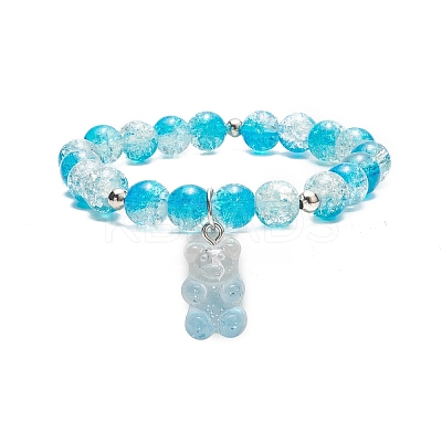 Bling Galss Round Beaded Stretch Bracelet BJEW-JB09241-1
