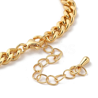 Brass Micro Pave Clear Cubic Zirconia Heart Cuban Link Chains Bracelets for Women BJEW-M322-01G-1