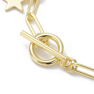 Golden 304 Stainless Steel Charm Bracelets with Brass Paperclip Chains BJEW-JB10031-01-1