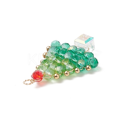 Christmas Theme Glass Seed Beads Pendants PALLOY-TA00025-1