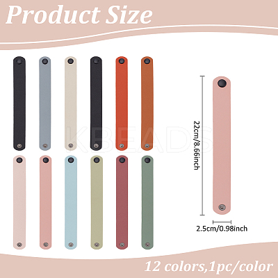 12Pcs 12 Colors Flat PU Imitation Leather Cord Bracelets for Women Men BJEW-AN0001-83-1