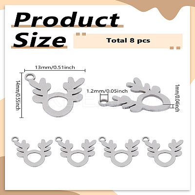 8Pcs 201 Stainless Steel Charms STAS-LP0002-49-1