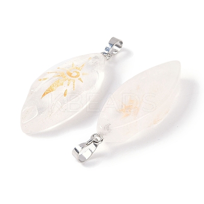 Natural Quartz Crystal Gold Sun Pattern Pendants G-L524-14P-07-1
