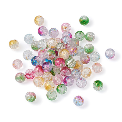 Transparent Spray Painted Crackle Glass Beads Strands GLAA-TA0003-09-1
