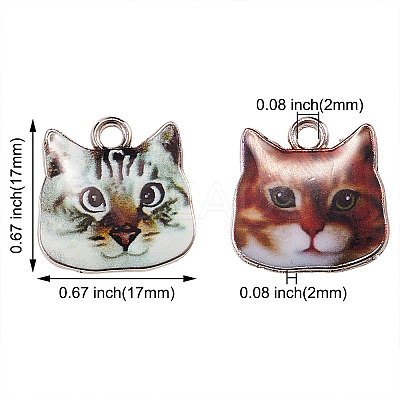 60Pcs 6 Colors Zinc Alloy Enamel Pendants ENAM-CJ0001-77-1