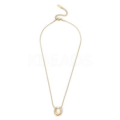 201 Stainless Steel Teadrop Pendant Necklaces with Round Snake Chains NJEW-D055-12G-1