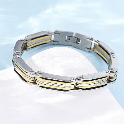304 Stainless Steel Link Chain Bracelets for Women Men BJEW-R018-09GP-1