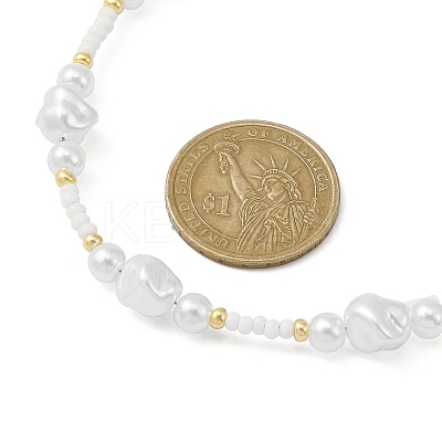 ABS Plastic Imitation Pearl Beaded Stretch Bracelet & Beaded Necklace SJEW-JS01278-1