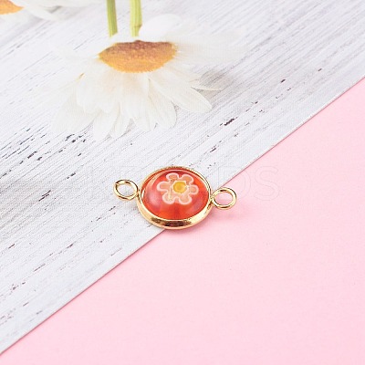 Handmade Millefiori Glass Links Connectors X-PALLOY-JF00628-1