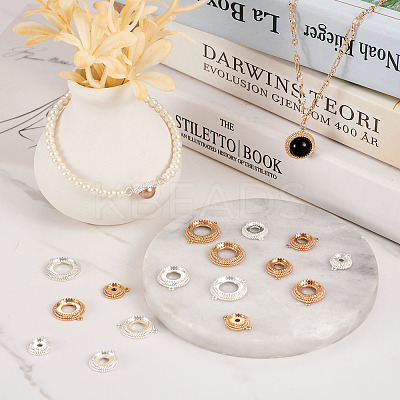 14pcs 14 style Brass Pendant Cabochon Settings & Cabochon Connector Settings FIND-BY0001-13-1
