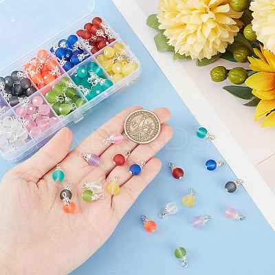 200Pcs 10 Color Transparent Frosted Glass Charms PALLOY-GO00001-1