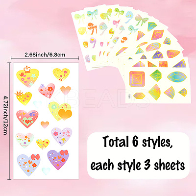36Pcs 3 Style PVC Waterproof Self-Adhesive Picture Stickers STIC-SP0001-10-1
