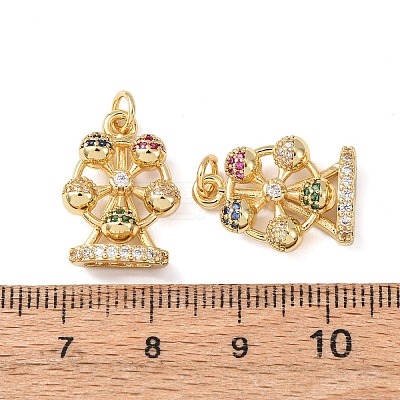 Brass Micro Pave Cubic Zirconia Pendants KK-C143-35B-G-1