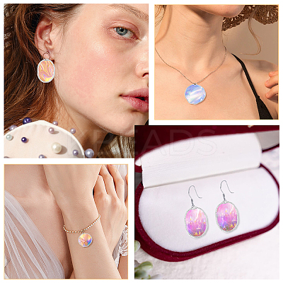 64Pcs 2 Styles Alloy Open Back Bezel Pendants FIND-CA0009-34B-1