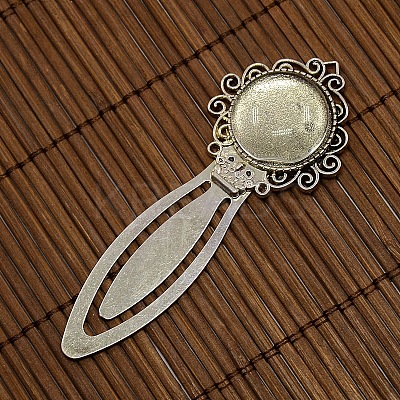 20mm Clear Domed Glass Cabochon Cover for Antique Silver DIY Alloy Portrait Bookmark Making DIY-X0125-AS-NR-1