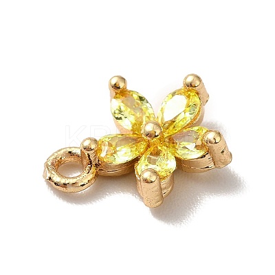 Brass Cubic Zirconia Flower Charms LS-KK-O141-01G-04-1