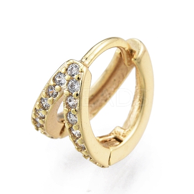 Clear Cubic Zirconia Double Line Hoop Earrings EJEW-C048-04G-1