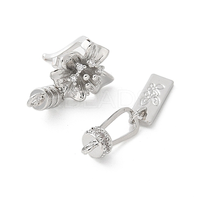 Brass Micro Pave Clear Cubic Zirconia Fold Over Clasps KK-U052-01P-1