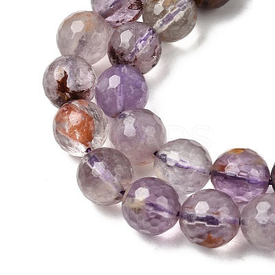 Natural Purple Phantom Quartz Purple Lodolite Quartz Round Beads Strands G-Z127-B01-8mm-1