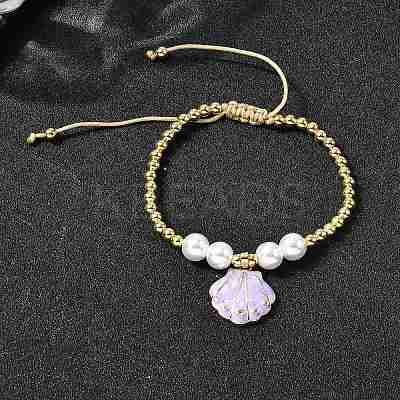 Brass Micro Pave Cubic Zirconia Charm Bracelets BJEW-P358-02G-1