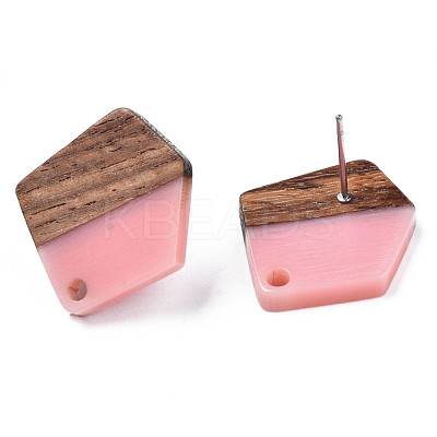 Resin & Walnut Wood Stud Earring Findings MAK-N032-022A-1
