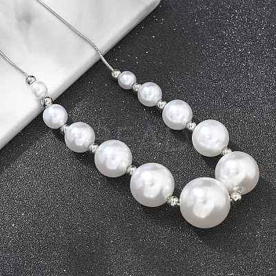 Round Plastic Imitation Pearl
Stud Earrings & Necklaces Sets SJEW-Q001-01P-1