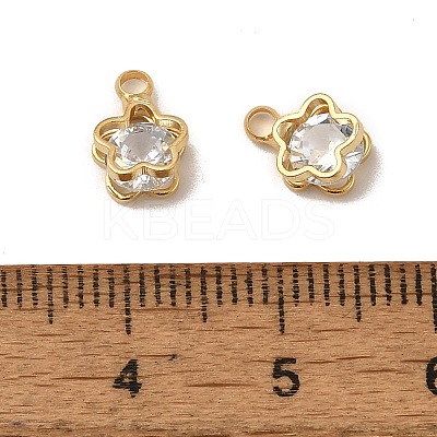 Real 18K Gold Plated Rack Plating Brass Micro Pave Cubic Zirconia Pendants Charms KK-S396-05B-1
