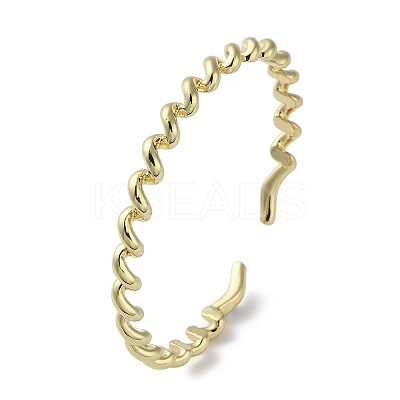 Rack Plating Brass Twist Spiral Cuff Bangles BJEW-M039-04G-1