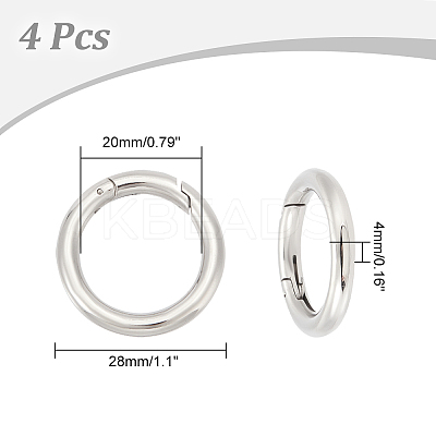 4Pcs 304 Stainless Steel Spring Gate Rings STAS-UN0045-72-1